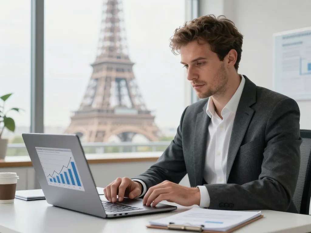 Consultant en référencement travaillant sur une stratégie de performance digitale pour un devis SEO gratuit.