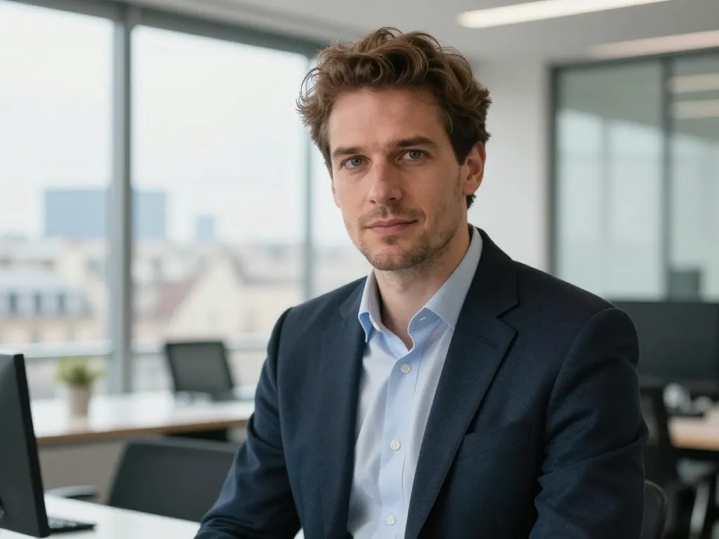 Marc, consultant expert en optimisation pour la recherche générative et l'intelligence artificielle dans son bureau à Paris.