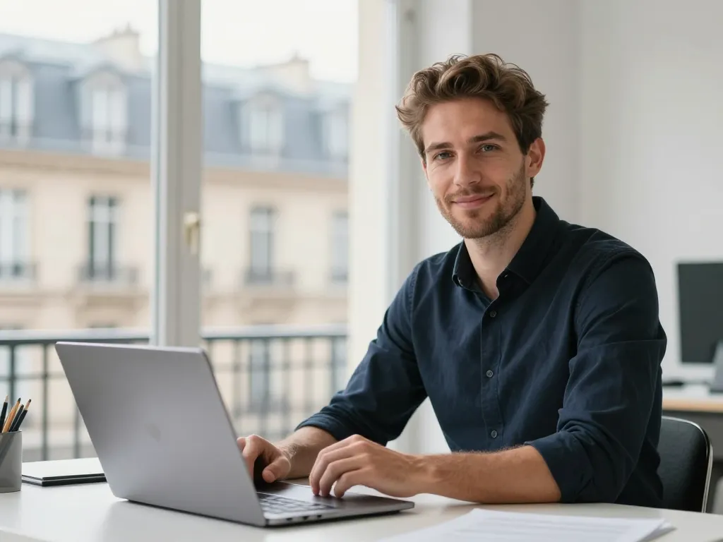 Portrait professionnel de Thomas, expert en référencement naturel travaillant dans une agence SEO à Paris.